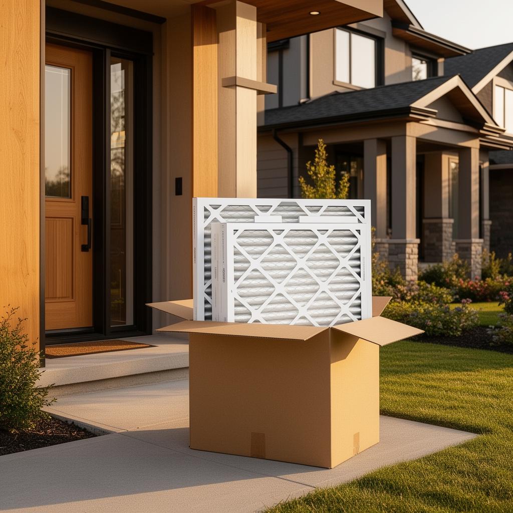 Air filter subscription box on porch